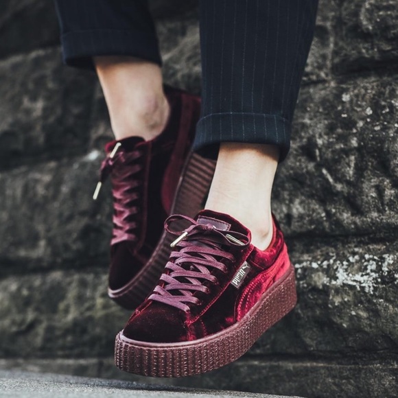 Puma Shoes - Puma by Rhianna red velvet platform creepers 6.5